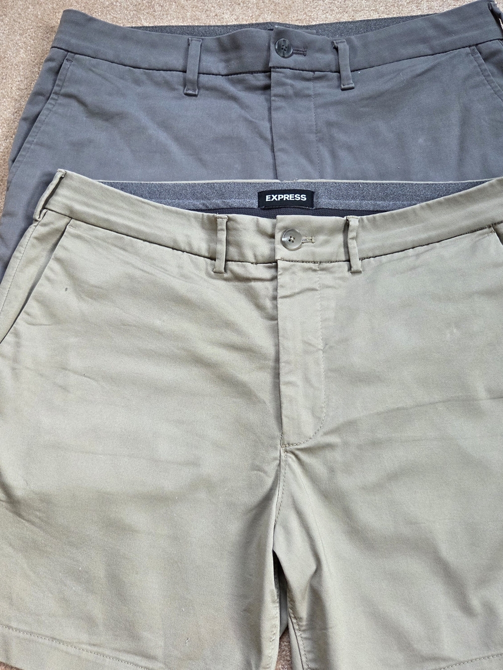 Express Men’s Chino Shorts- Olive and Charcoal
